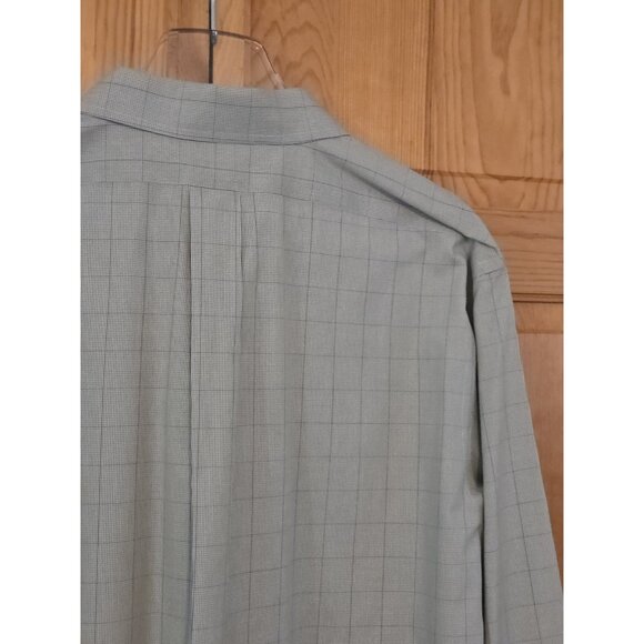 Brooks Brothers Shirt Mens 17.5 36 Green Plaid Houndstooth Button Up Long Sleeve - Picture 8 of 12